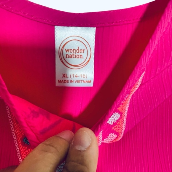 Wonder nation Pink Embroidered Girls Dress size XL 14-16 - Picture 4 of 8